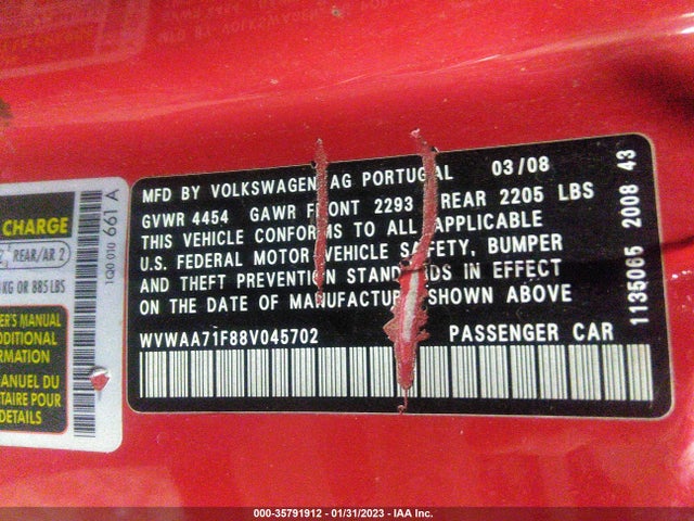 WVWAA71F88V045702 Volkswagen EOS TURBO