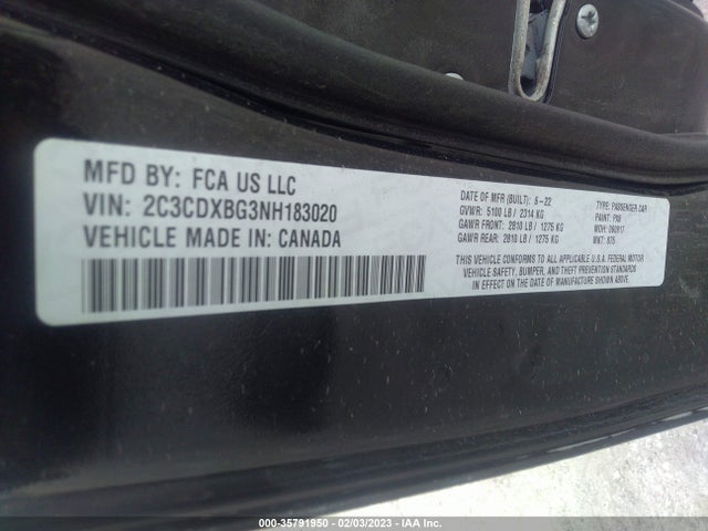 Dodge Charger Sxt 2022 2C3CDXBG3NH183020 Image 9