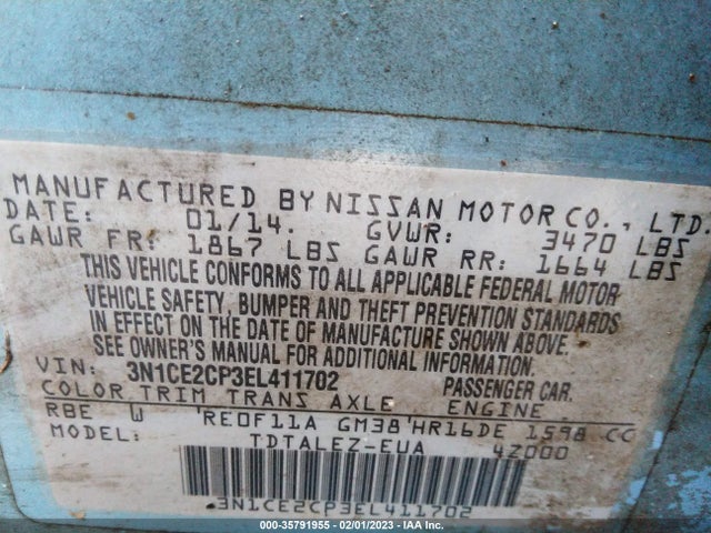 Nissan Versa Note Sv 2014 3N1CE2CP3EL411702 Image 9