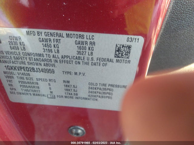 GMC Acadia 2011 1GKKVPED2BJ340959 Image 11