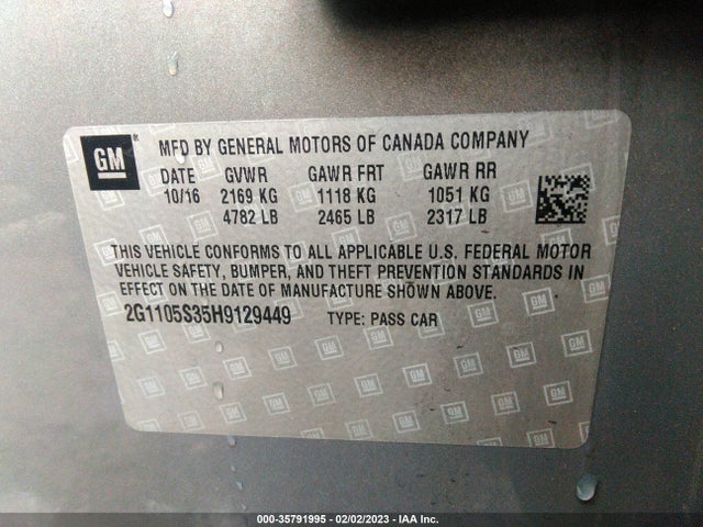 Chevrolet IMPALA LT 2017 2G1105S35H9129449 Image 10