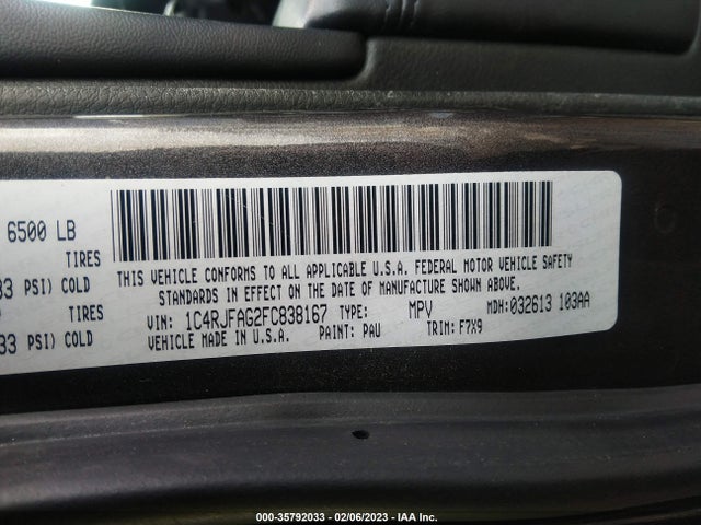 2015 Jeep Grand Cherokee, VIN: 1C4RJFAG2FC838167