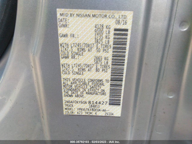 2016 Nissan NV, VIN: 1N6AF0KY6GN814427