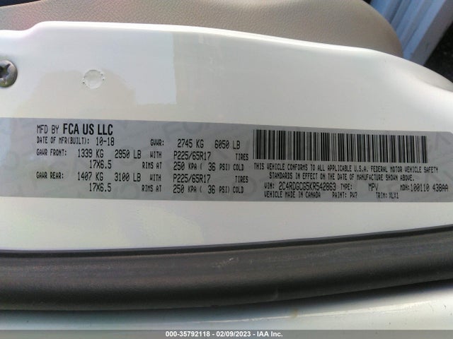 Dodge Grand Caravan Sxt 2019 2C4RDGCG5KR542863 Image 9