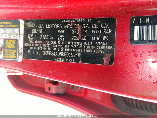KIA FORTE S 2019 3KPF34AD8KE019948 Image 10