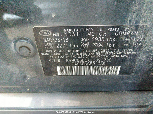 2018 Hyundai Ioniq, VIN: KMHC65LCXJU092738