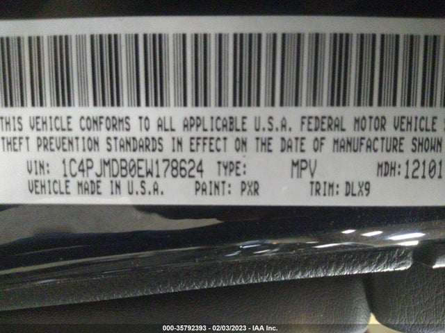 2014 JEEP CHEROKEE LIMITED VIN: 1C4PJMDB0EW178624