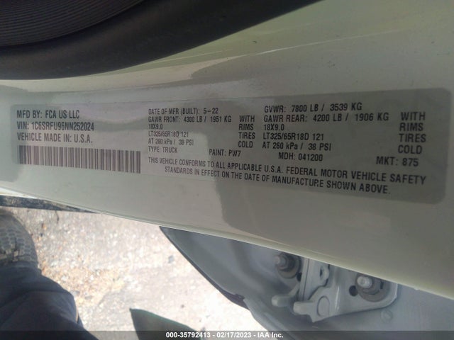 RAM 1500 Trx 2022 1C6SRFU96NN252024 Image 10