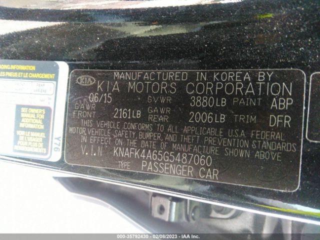KNAFK4A65G5487060 KIA FORTE LX