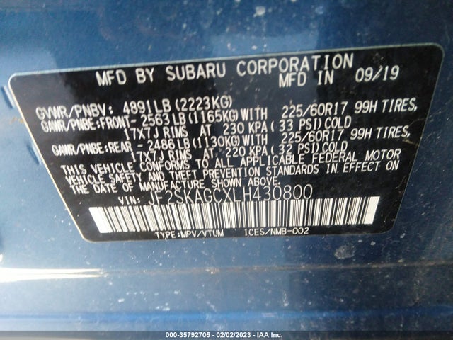 2020 Subaru Forester, VIN: JF2SKAGCXLH430800