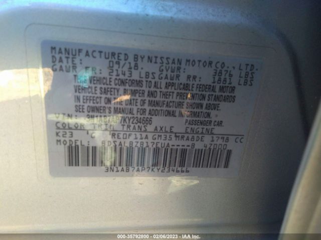 3N1AB7AP7KY234666 Nissan SENTRA S