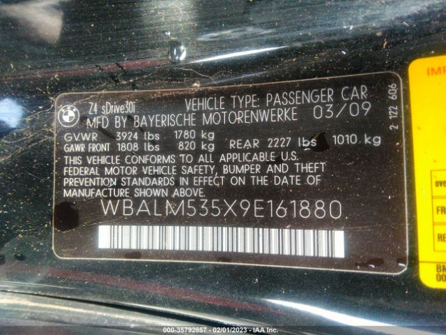 WBALM535X9E161880 BMW Z4 Sdrive30i