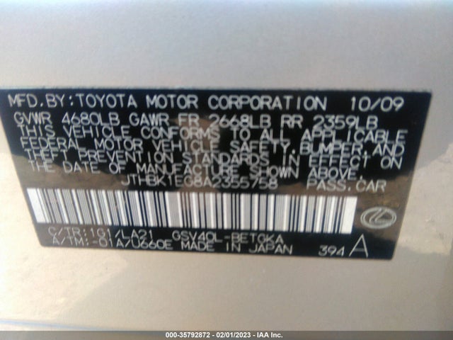Lexus ES 350 2010 JTHBK1EG8A2355758 Image 10