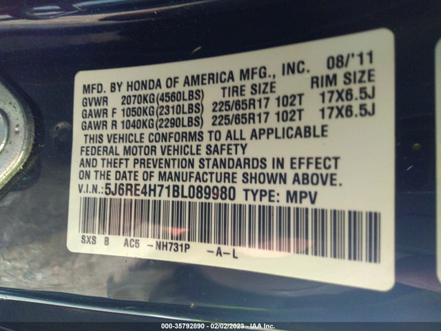 Honda Cr-v Ex-l 2011 5J6RE4H71BL089980 Image 10