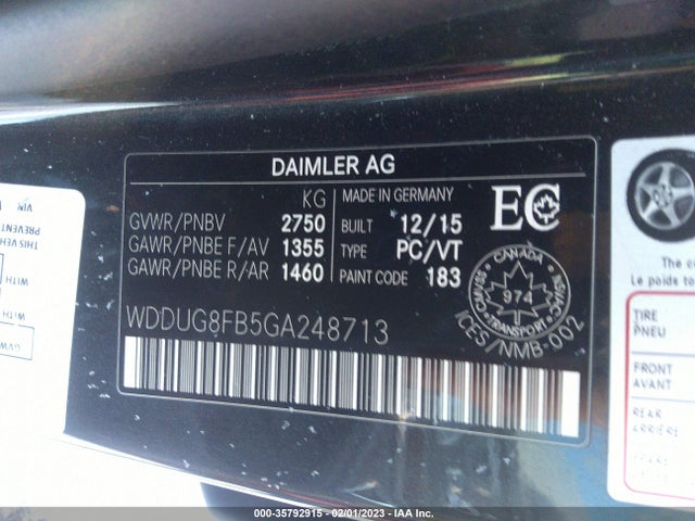 2016 Mercedes-Benz S-Class, VIN: WDDUG8FB5GA248713