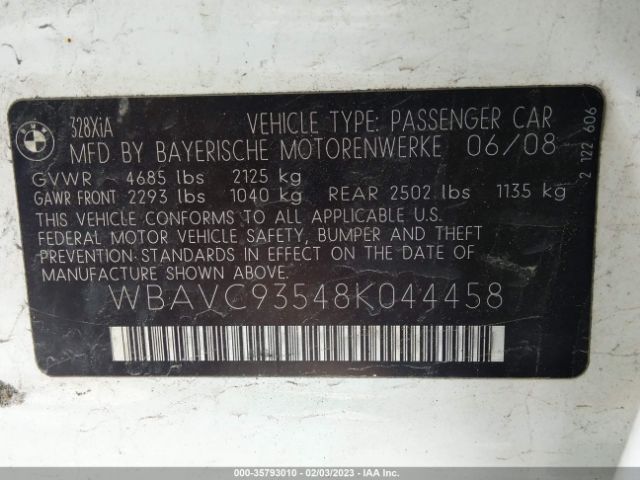 WBAVC93548K044458 BMW 3 Series 328xi