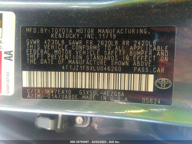 2020 Toyota Avalon, VIN: 4T1JZ1FBXLU046260