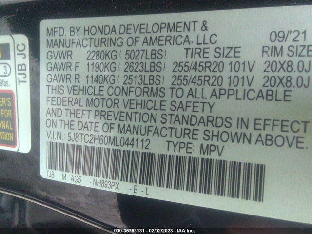 5J8TC2H60ML044112 Acura Rdx W/a-spec Package