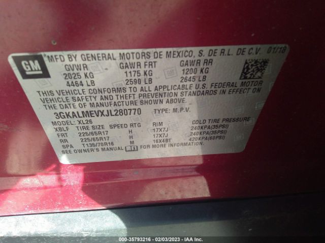3GKALMEVXJL280770 GMC Terrain Sle