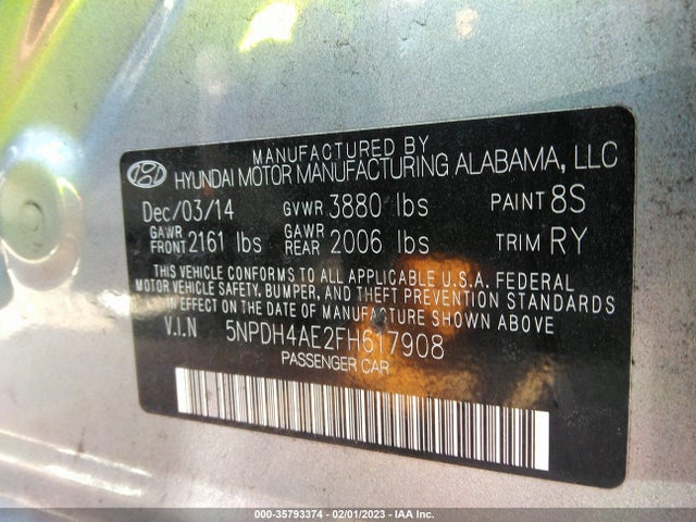 2015 Hyundai Elantra, VIN: 5NPDH4AE2FH617908