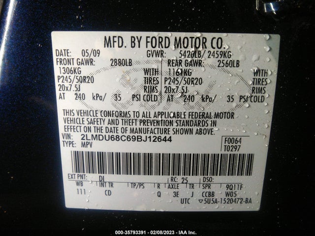 Lincoln MKX 2009 2LMDU68C69BJ12644 Image 11