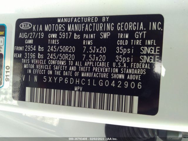 5XYP6DHC1LG042906 KIA Telluride S