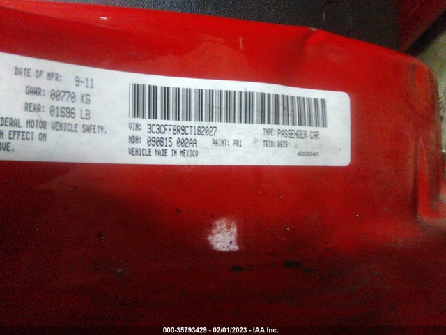 3C3CFFBR9CT182027 Fiat 500 SPORT