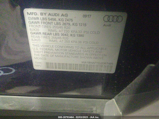 2018 Audi Q5, VIN: WA1BNAFY2J2067485