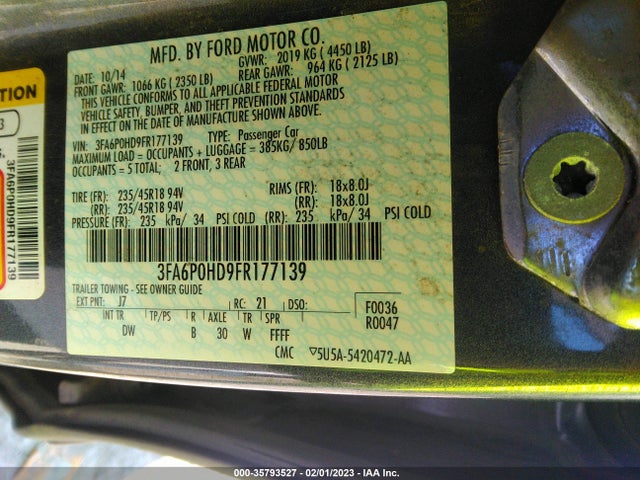 2015 Ford Fusion, VIN: 3FA6P0HD9FR177139