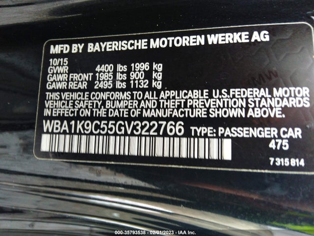2016 BMW 2 Series, VIN: WBA1K9C55GV322766