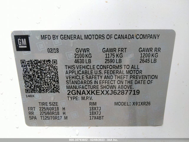Chevrolet EQUINOX LT 2018 2GNAXKEXXJ6287719 Image 10