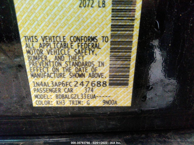 2015 NISSAN ALTIMA 2.5 VIN: 1N4AL3AP6FC247688