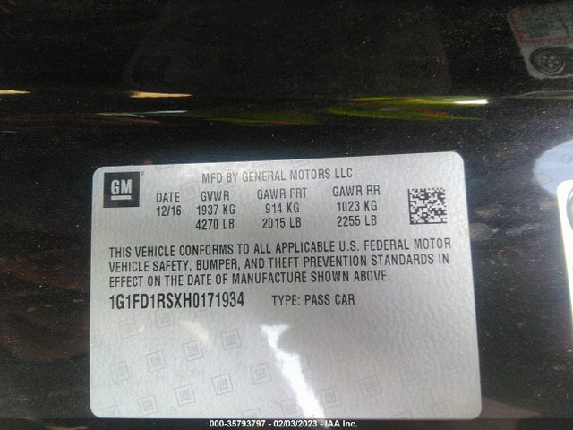 Chevrolet Camaro 2lt 2017 1G1FD1RSXH0171934 Image 10