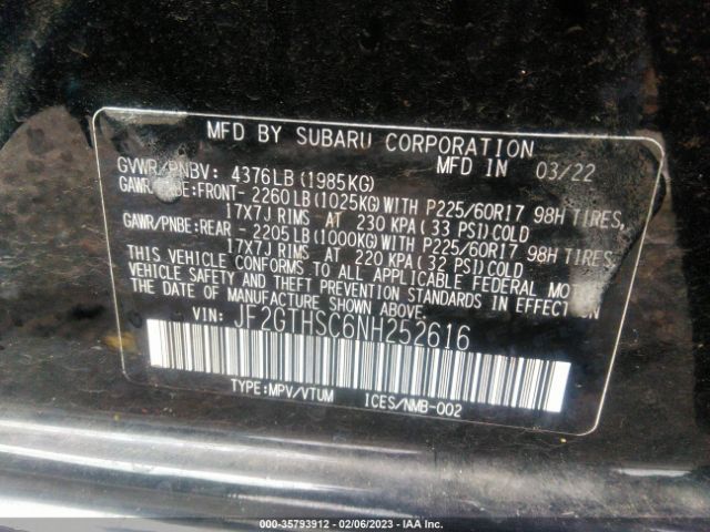 JF2GTHSC6NH252616 Subaru Crosstrek Sport