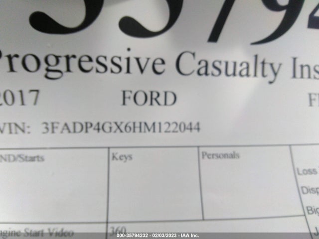 2017 FORD FIESTA ST VIN: 3FADP4GX6HM122044