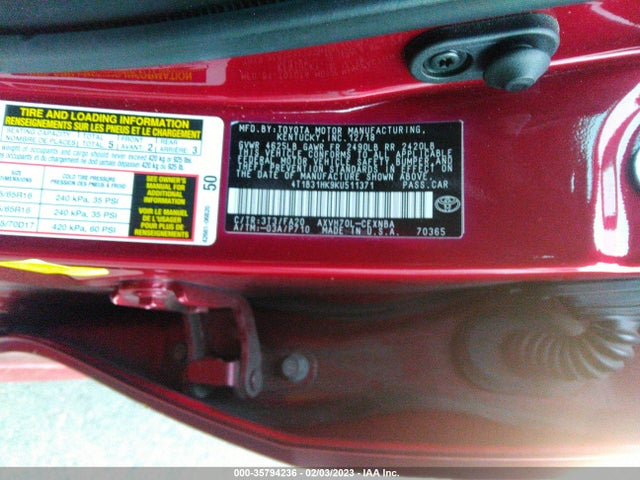 2019 Toyota Camry, VIN: 4T1B31HK9KU511371