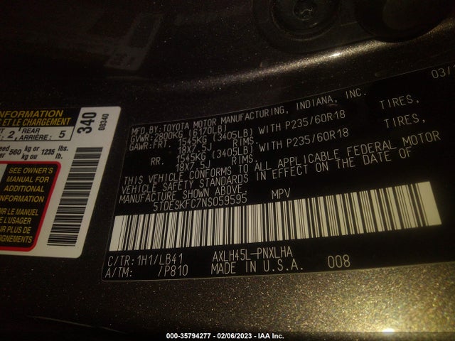 Toyota Sienna 2022 5TDESKFC7NS059595 Image 10