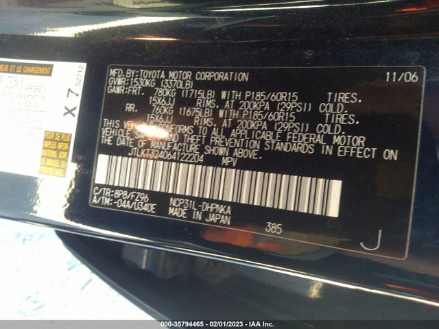 2006 SCION XB VIN: JTLKT324064122204