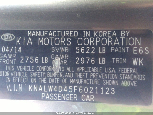2015 Kia K900, VIN: KNALW4D45F6021123