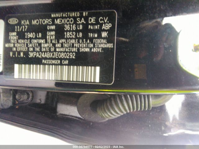 3KPA24ABXJE080292 KIA RIO LX