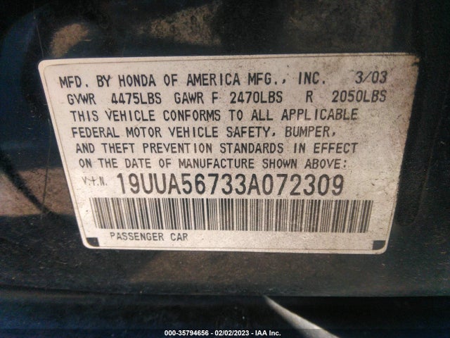 19UUA56733A072309 Acura Tl W/navigation System