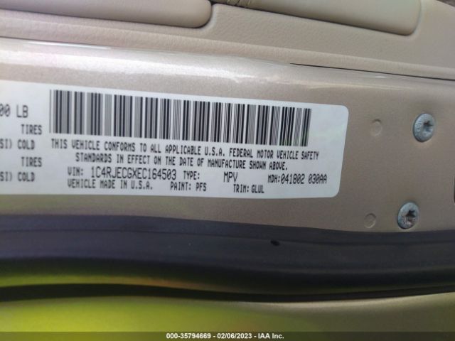 1C4RJECGXEC164503 Jeep Grand Cherokee Overland