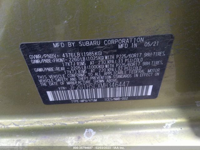 JF2GTHSCXMH346447 Subaru Crosstrek Sport