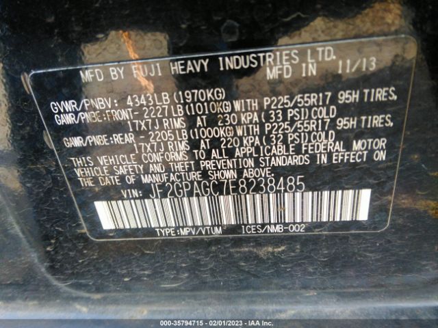 JF2GPAGC7E8238485 Subaru Xv Crosstrek Limited