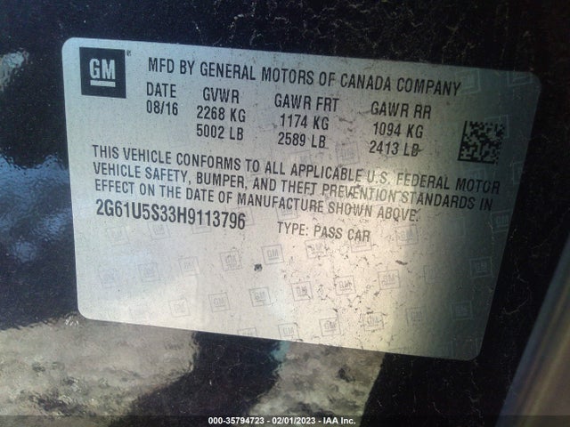 2017 CADILLAC XTS LIVERY PACKAGE VIN: 2G61U5S33H9113796