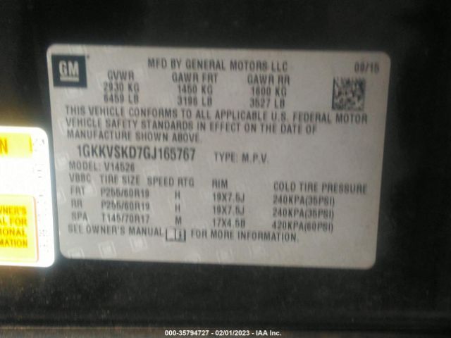 1GKKVSKD7GJ165767 GMC ACADIA SLT