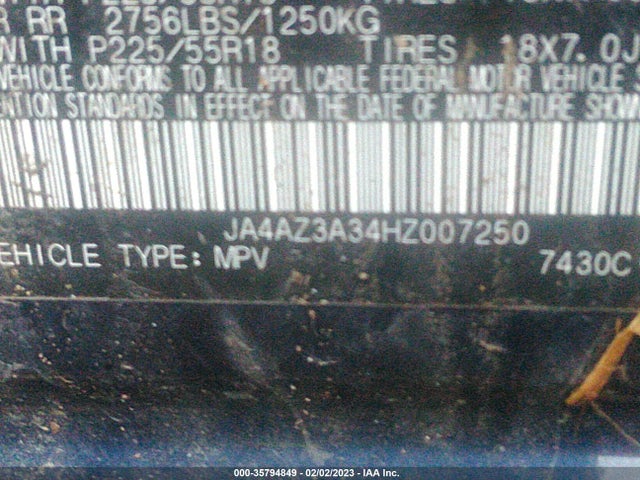 2017 Mitsubishi Outlander, VIN: JA4AZ3A34HZ007250