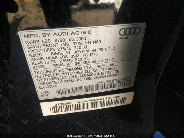 WA1LGAFE7ED006082 Audi Q7 3.0t Premium Plus