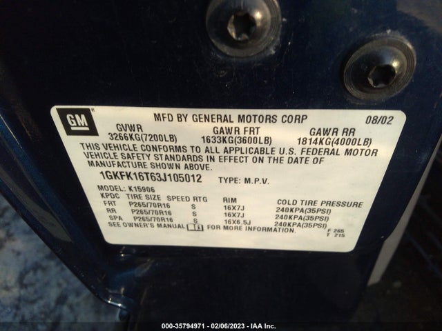 GMC Yukon Xl Slt 2003 1GKFK16T63J105012 Image 10