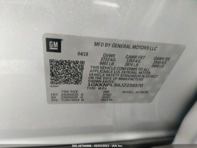 1GKKNPLS6JZ235570 GMC Acadia Denali